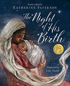 Cover art for The Night of His Birth, by Katherine Paterson; illustrated by Lisa Aisato (Flyaway Books)